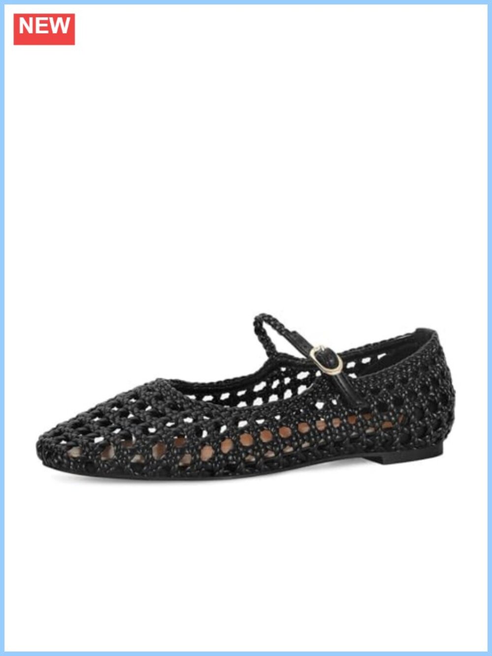 Woven Mesh Ballet Flats Round Toe Mary Jane Buckle Strap Comfortable Dress